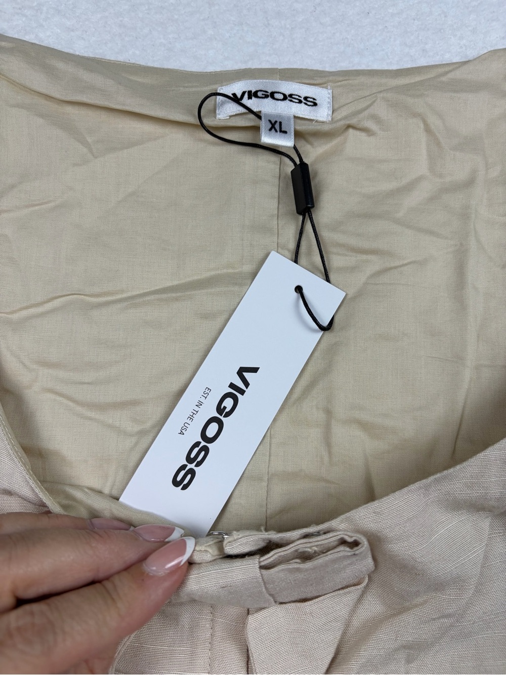 Vigoss NWT Bow Front Square Neck Linen Blend Vest Top Cream XL - Picture 8 of 9